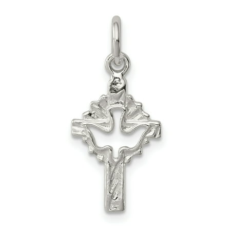 - 925 Sterling Silver Dove Cross Religious Pendant Charm Necklace For Women