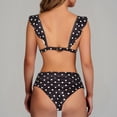 thumbnail image 4 of FAOWME Bikini Set For Women Polka Dot Print Deep V Neck Ruffles Comfortable Stylish Two Piece Swimsuit Swimwear For Pool Beach,Black,Xl, 4 of 6