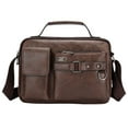 thumbnail image 1 of Men's Shoulder Bags Crossbody Large Capacity PU Retro Briefcase Multifunctional Leather Computer Bags for Work Travel Executive Use, 1 of 4