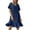 Navy Blue, variant on Women's Loose Fit Summer Dress - Short Sleeves, Waist Cincher, Flowy - S-XXXL