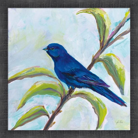 Great Art Now Indigo Bunting by Jeanette Vertentes, Framed Wall Art, 17.5W x 17.5H