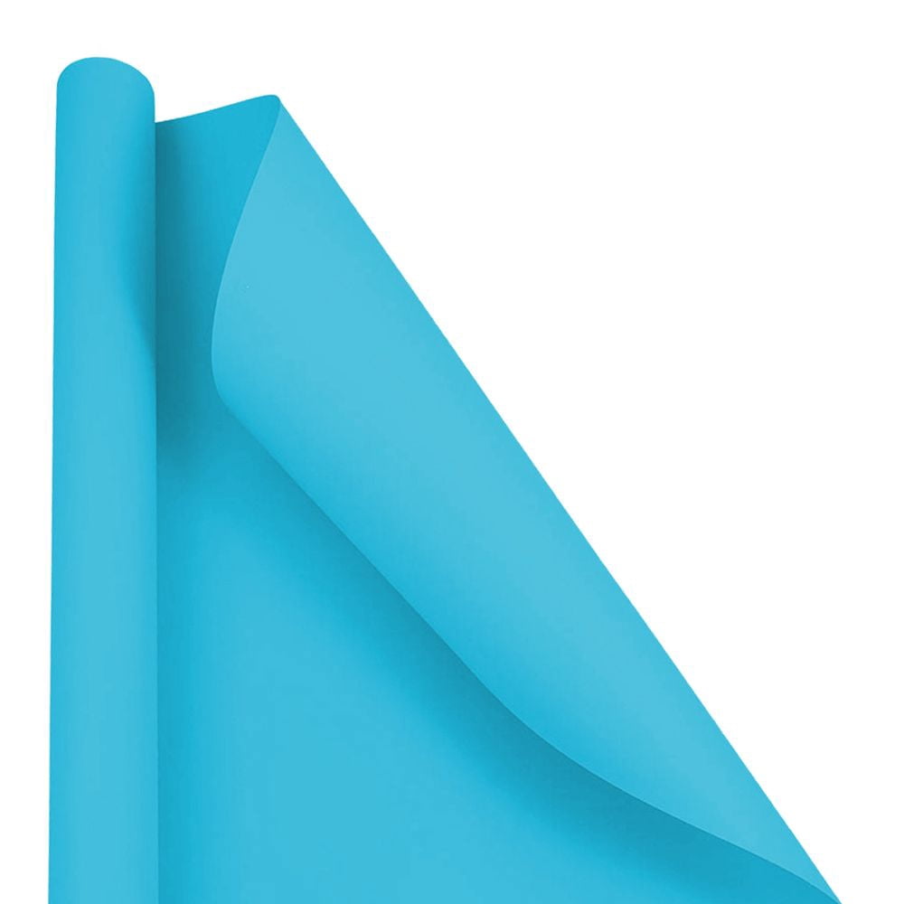 JAM Paper Matte Blue Paper Gift Wrap Papers, (2 Rolls) 25 Sq ft.