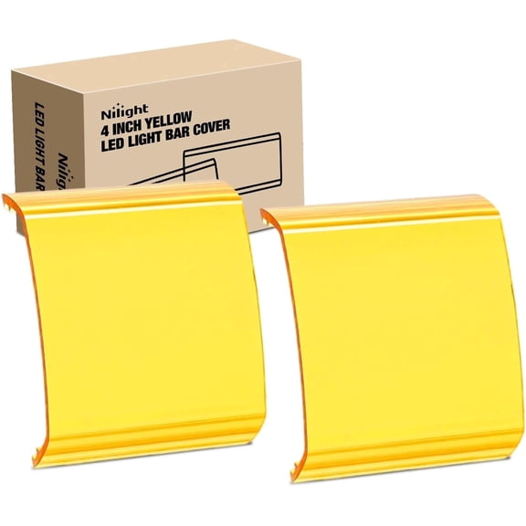 Nilight Light Bar Cover for 4" LED Pods, 2 PCS Yellow Protective Durable Polycarbonate Lens Waterproof Dustproof Scratch-Proof for Double-Row Off Road Driving Lighting