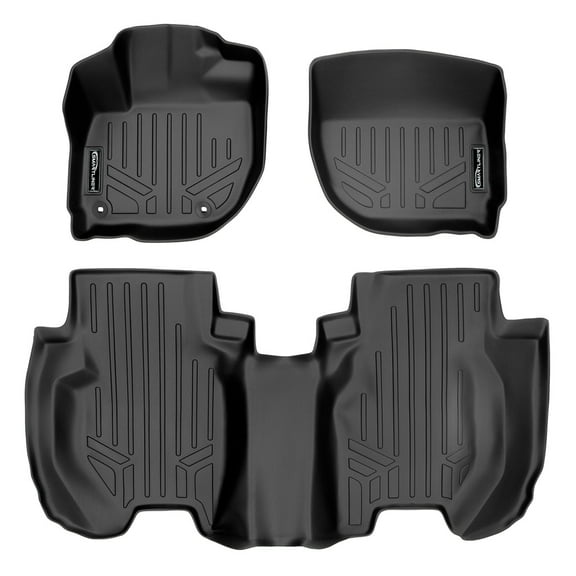 SMARTLINER Custom Fit Floor Mats 2 Row Liner Set Black Compatible With 2015-2021 Honda Fit