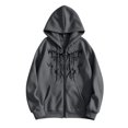 thumbnail image 2 of Zynoxe Men's Hooded Sweatshirt with Side Pockets & Elastic Cuffs Hem Zip Up Drawstring Hoodie Fashionable Printed Sweatshirt for Men Versatile Solid Color Long Sleeve Sweatshirt Jacket L, 2 of 7