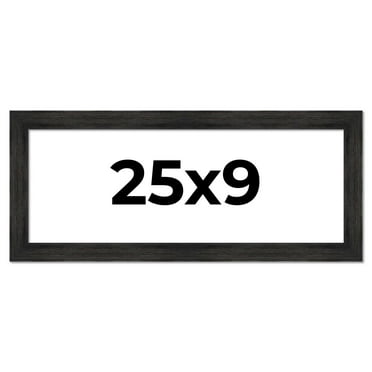 25x9 Frame Black Rustic Barnwood Solid Wood Picture Frame | 1.5 Inch Moulding Width | Includes UV