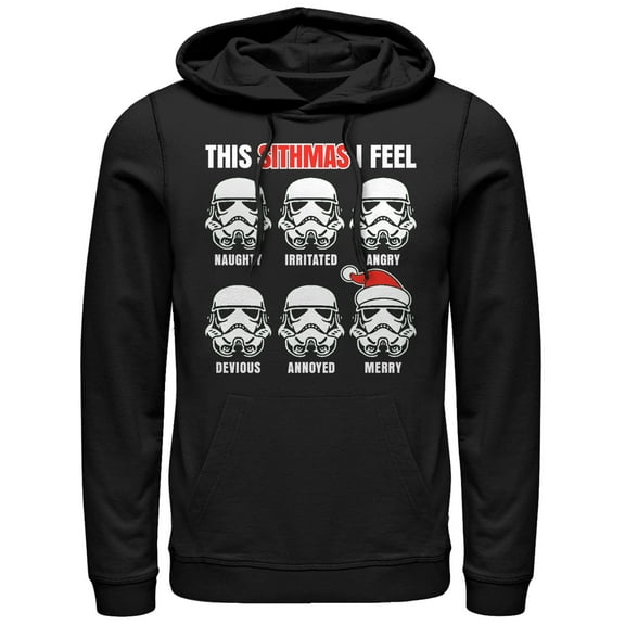 Men's Star Wars Christmas Sithmas Stormtroopers  Pull Over Hoodie Black X Large