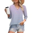 thumbnail image 4 of Texiao 3/4 Length Sleeve Women's Tops V Neck Casual Tunic Tops Basic Shirts Loose Fit Blouse, 4 of 7
