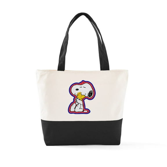 CafePress - Snoopy And Woodstock Hugs - Two Tone, 100% Cotton, Zipper Tote Bag