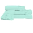 thumbnail image 5 of 4 Piece Corner Ruffle Sheet Set, 3" Inch Corner Ruffle On Flat Sheet, 12 Inch Deep Pocket, 100% Egyptian Cotton, 800 TC, King Size, Solid Aqua Blue, 5 of 6