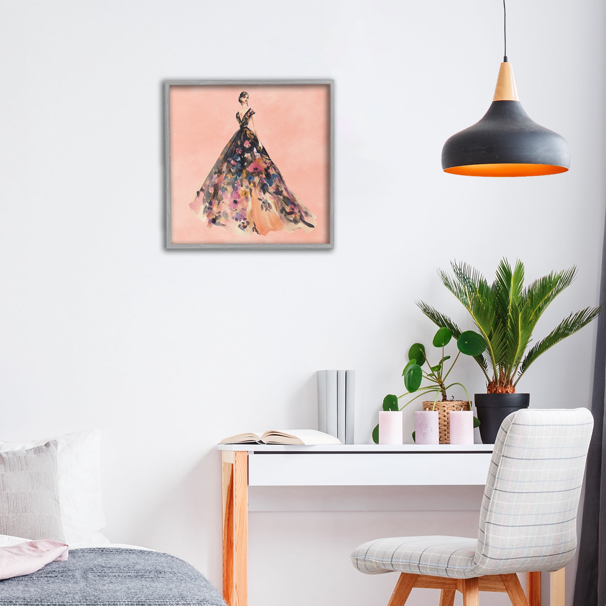 Stupell Industries Rose Gold Night Gray Framed Giclee Art, design by Svetlana Aleynikova