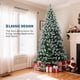 thumbnail image 3 of Historyli Árbol de Navidad artificial de 1,8 m con piñas espolvoreadas con nieve, base de metal, estructura con bisagras, soporte plegable, para casa o oficina, color verde, 3 of 8
