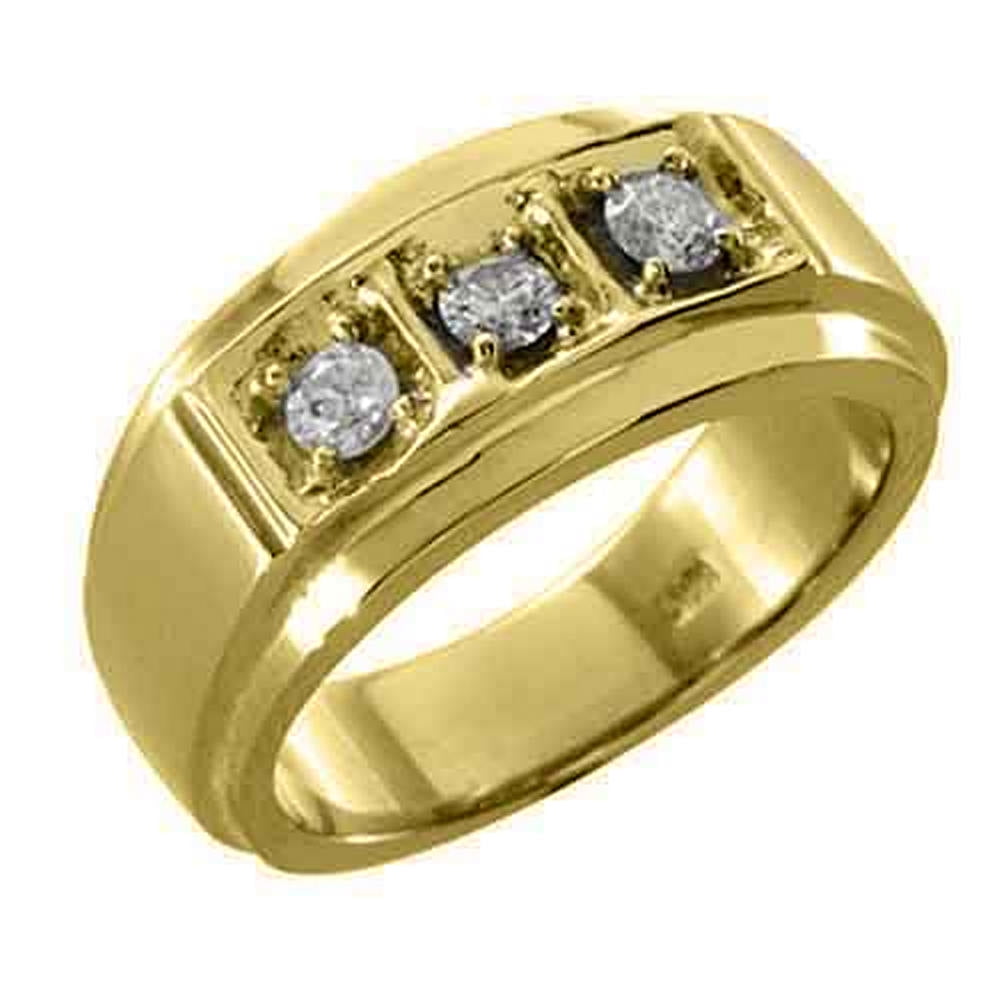 TheJewelryMaster 14k Yellow Gold Mens Brilliant round cut 3Stone Diamond Pinky Ring 1 Carat