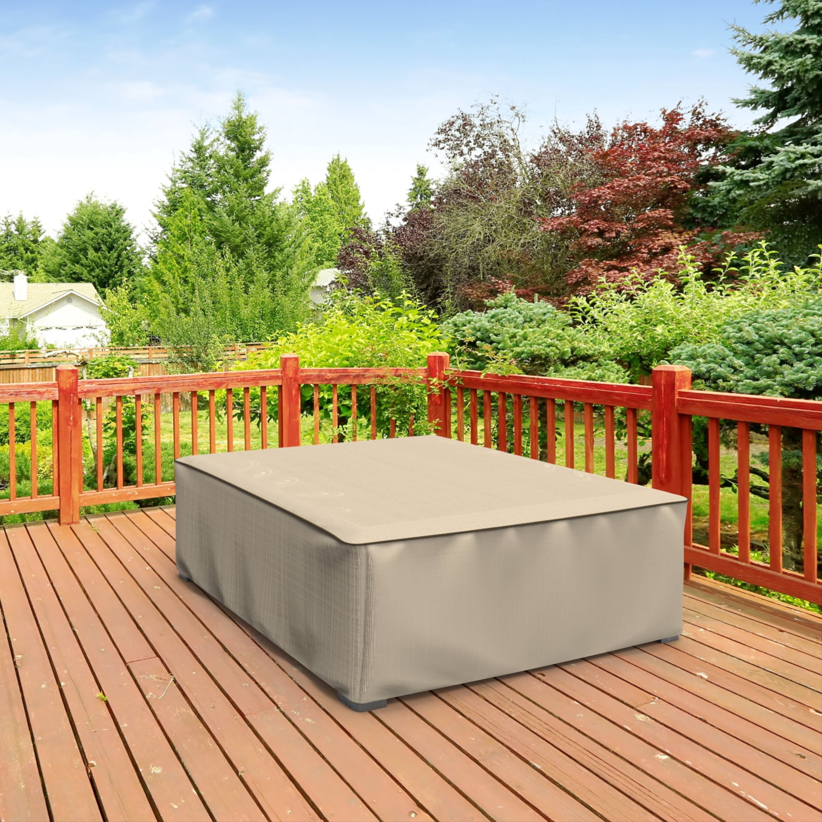 Budge Large Black Ivory Patio Table/Ottoman Cover, StormBlock™ Mojave