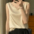 thumbnail image 2 of Taqqpue Women Lace Tank Tops Sleeveless Lace Silk Satin Casual Top Elegant Dressy Cocktail Shirts Loose Fit Trendy Fashion Party Tank Tops, 2 of 3
