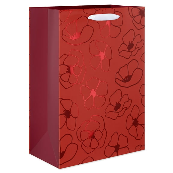 American Greetings 10 in. Valentine's Day Medium Gift Bag, Red Floral Design (1-Count)