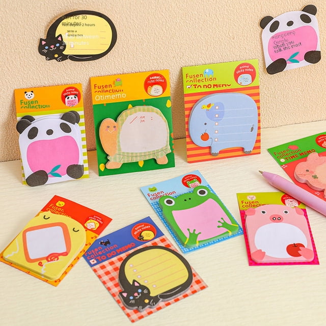 Notas adhesivas con forma de animal, papelería, lindo cuaderno creativo, dibujos animados, N veces, nota de regalo para estudiantes