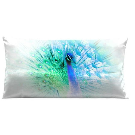 Lama Kasso 7450 Vibrant Peacock Blue and Green on White Background 30 in. Long Super-Suede Pillow
