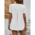 thumbnail image 6 of SHIBEVER V Neck Tops for Women Summer Tees Fashion Petal Sleeve TShirts Chiffon Blouse Loose Casual Tunic Color Black White Size L, 6 of 6