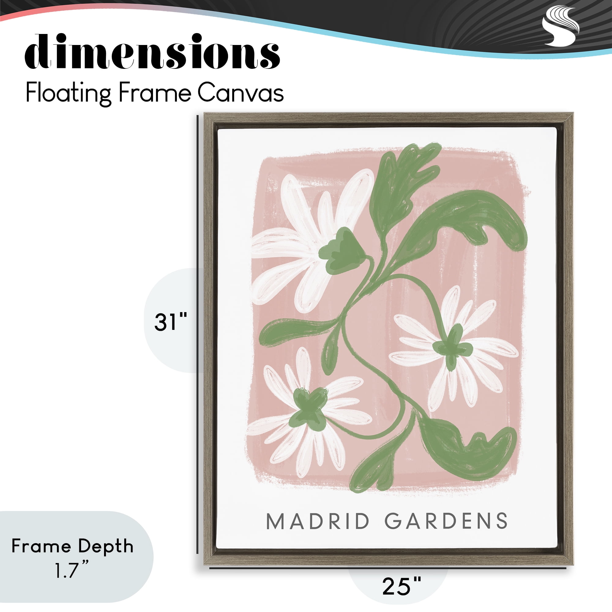 Stupell Industries Madrid Gardens Pastel Blooms Brown Framed Floater Canvas Wall Art, design by Lucille Price