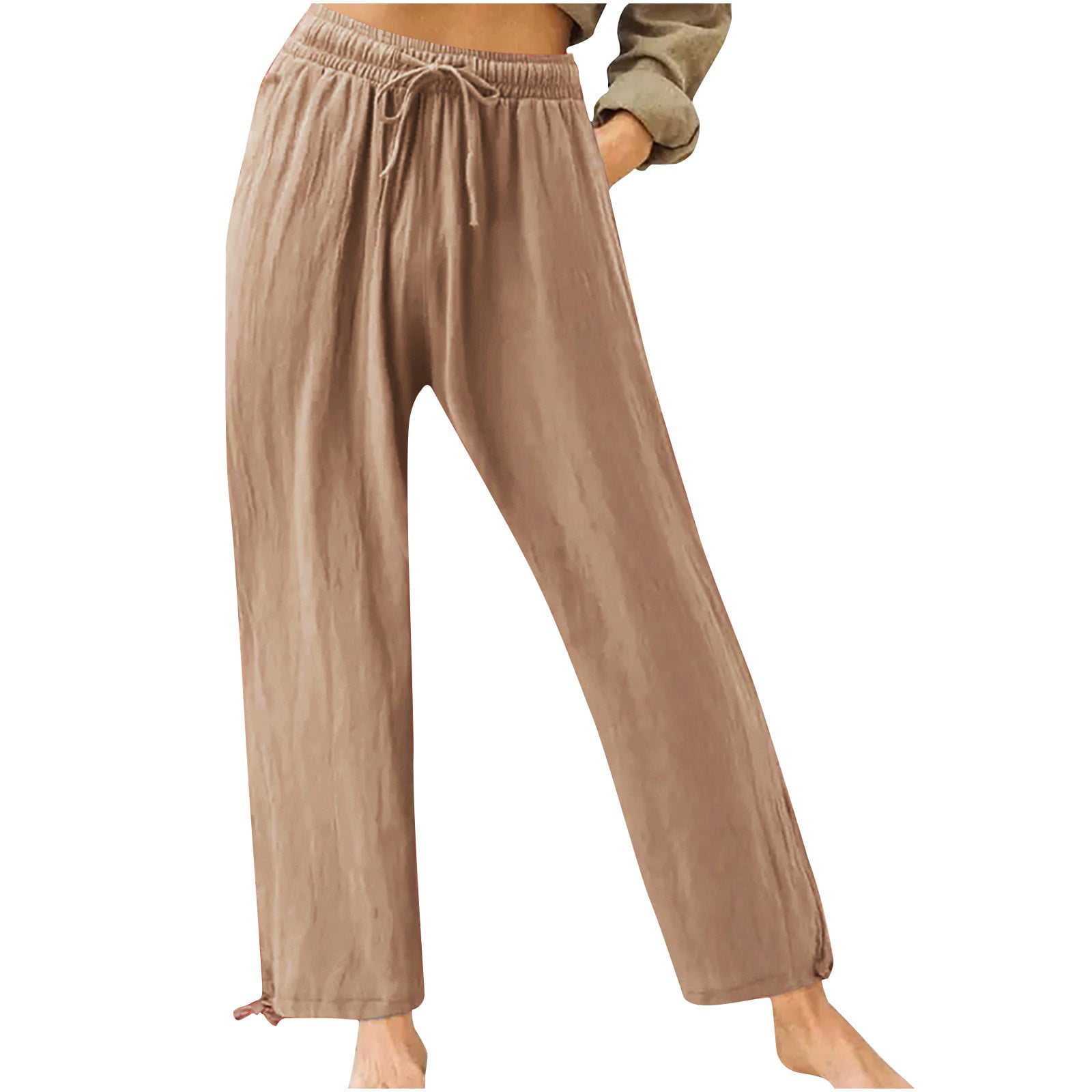 Plus Size Wide Leg Pants for Women Summer Casual Loose Fitting Lounge Pant  Slacks Trousers Drawstring Solid Color (Small, Green)