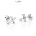 thumbnail image 2 of ELBLUVF Stainless Steel 18k Gold Rose Gold Plated Small Cross Stud Earrings For Women (Silver), 2 of 5