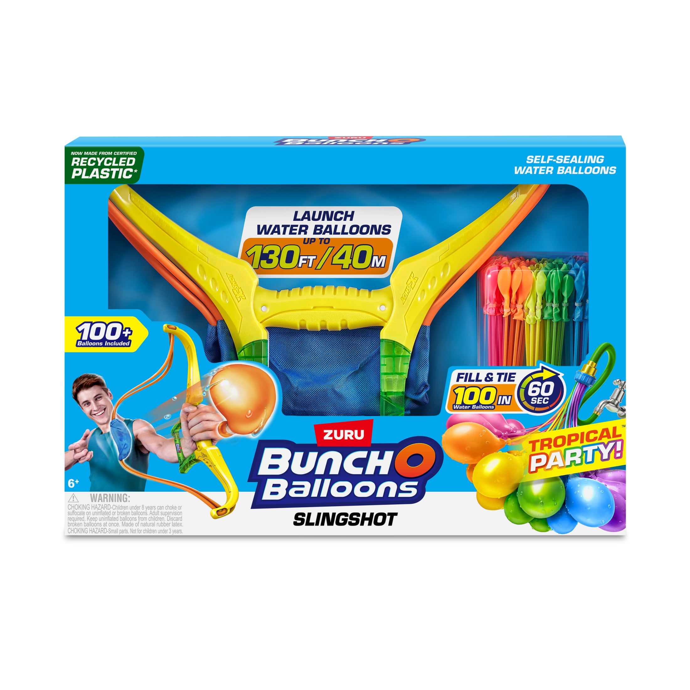 Bunch O Balloons Tropical Party Slingshot & 100+ Rapid-Filling Self-Sealing Water Balloons for Kids, Teens & Adults Ages 6 + by ZURU