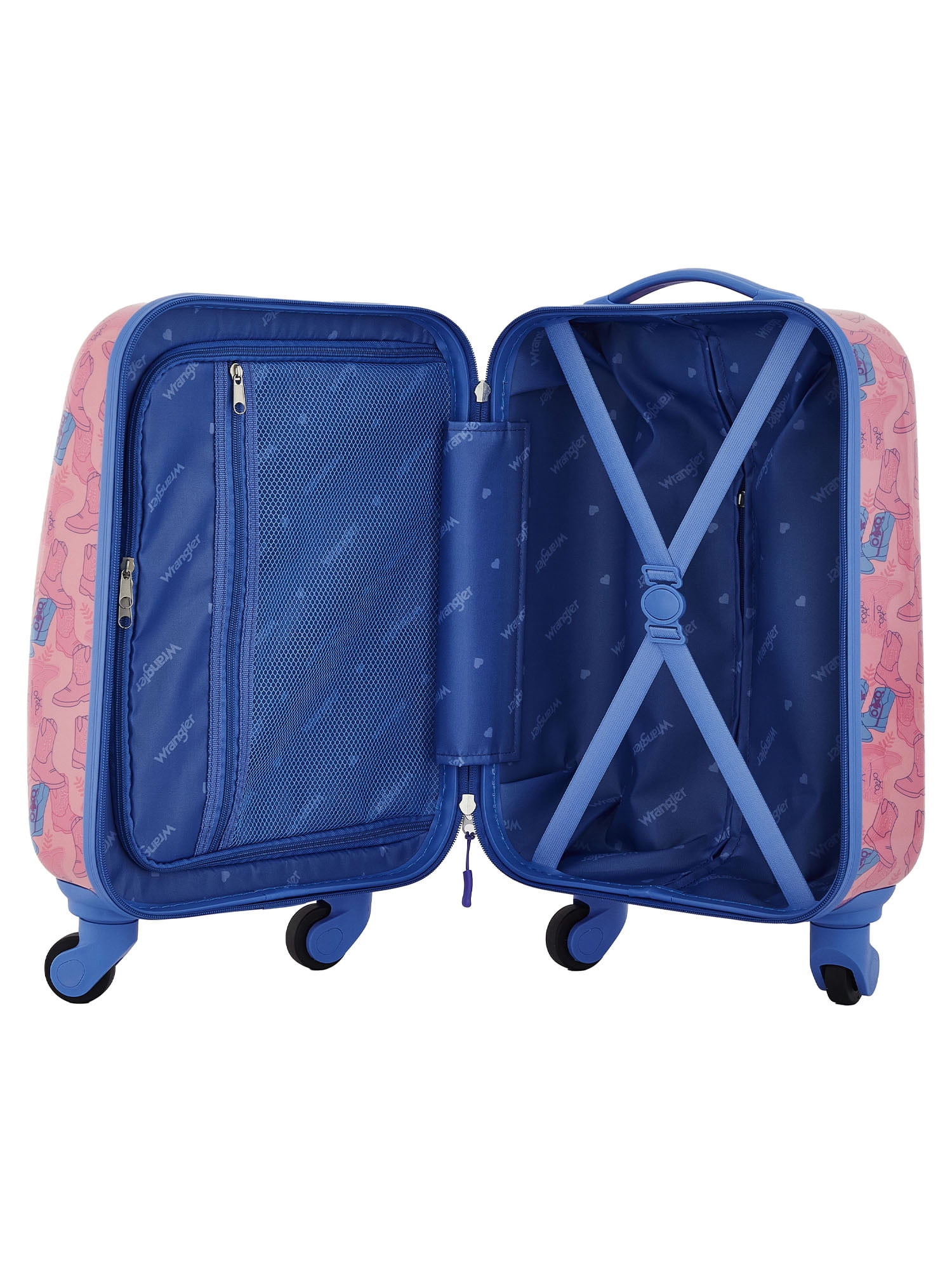 Wrangler Cowgirl Kid's 2 Piece Hard Side 4-Wheel Rolling Carry-on Luggage Set