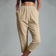 thumbnail image 4 of Mujer Casual Color Sólido Bolsillos Cintura Elástica Cómodos Pantalones Rectos Hasta La Pantorrilla Odeerbi ODB-6, 4 of 7