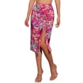 thumbnail image 1 of Faldas hawaianas para mujeres INSPIRE CHIC 2024, falda tropical con fruncido frontal y abertura, XL, color rosa intenso, 1 of 6