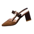 thumbnail image 6 of Xucatan Women's Square Toe T Strap Flats, Chunky Low Heel Closed Toe Shoes with Adjustable Metal Buckle, Faux Leather Casual Pumps, Versatile Plus Size Design for Spring Summer Daily Gift, 6 of 9