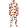 thumbnail image 3 of Fuzoiu Flower Chicken Print Men's Long-Sleeved Pajama,Lounge Button Down Nightwear,Mens Notch Collar Pajama Set -XX-Large, 3 of 7