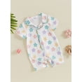 thumbnail image 2 of Biezeib Baby Rompers Pajamas Tractor/Flower Print Turn-Down Collar Short Sleeve Summer Sleepers Jumpsuit for Infan Boys Girls, 2 of 6