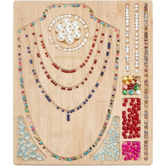 Bamboo Bead Board Bead Design Board Bead Making Supplies Beading Trays Mats 11.8x15 Inch for Bracelet Necklaces Jewelry Making DIY Design 0.4Inch Thick colorful