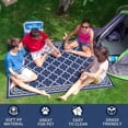 thumbnail image 5 of Memoryfield Waterproof Outdoor Rug 5x8ft for Patios, Plastic Straw Rug Outside Carpet Mats for Picnic, Backyard, Deck, Balcony, Porch, Beach, Dark Blue & White, 5 of 9