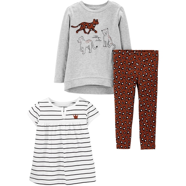 Set de ropa de juego Simple Joys de Carter's Cheetah/Stripe 3T Girl