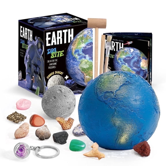 Piano Potato Earth Gemstone Excavation Kit for Kids | STEM Science Set with Real Gemstones, Fossils & Bonus Moon Dig Block, Ages 6-12