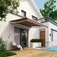 thumbnail image 3 of Gymax Auvent Rétractable de Patio 8 Pieds x 6,6 Pieds Abri Pare-Soleil avec Manivelle Manuelle Café, 3 of 9