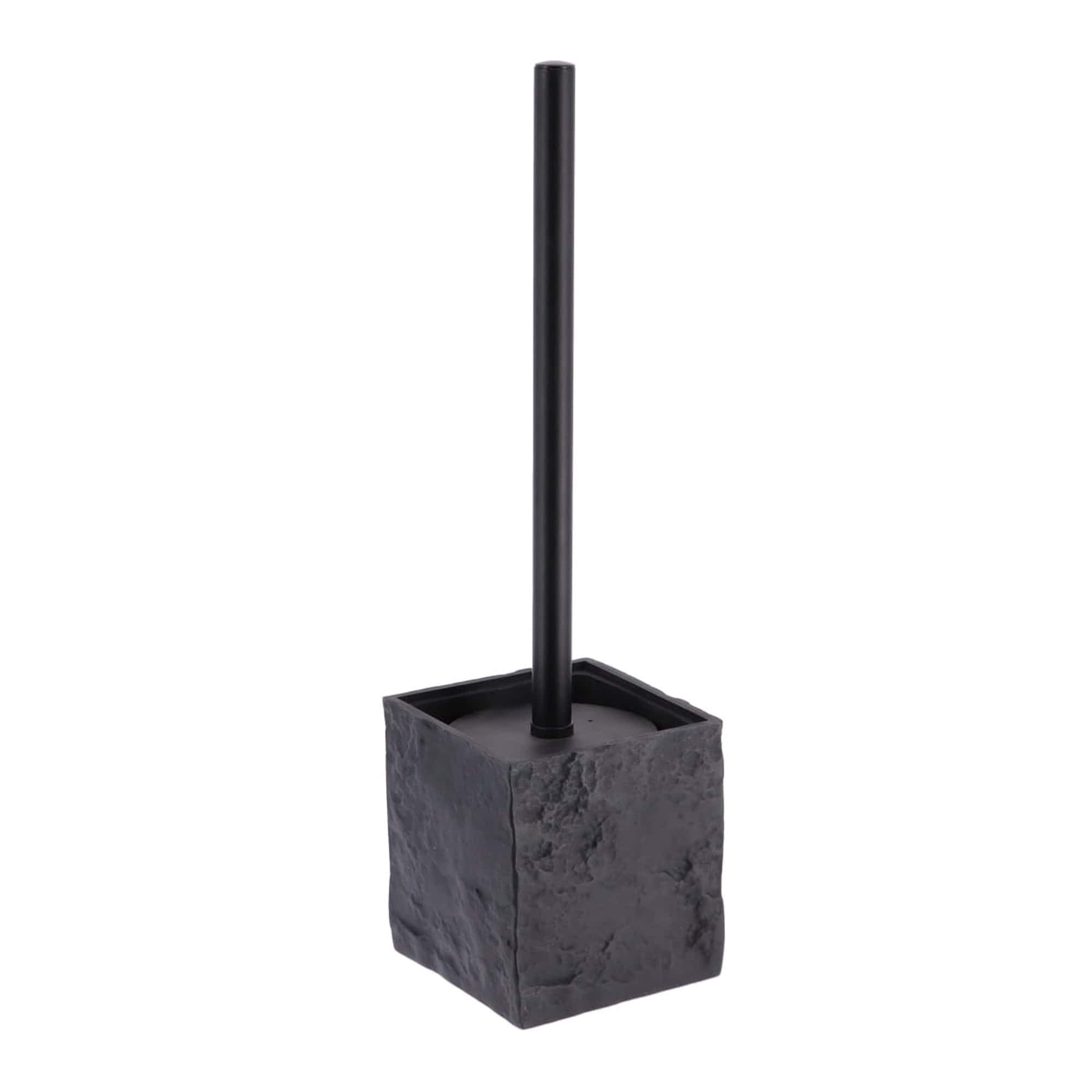 Evideco French Home Goods Stone Commercial Stone Black Toilet Brush & Holder Set with Toilet Brush, Black