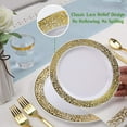 FOCUSLINE 350 Piece Gold Plastic Plates, Disposable Heavy Duty Plastic Plate Set