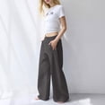 thumbnail image 7 of TZZQ Low Rise Barrel Sweatpants for Women Drawstring Baggy Sweat Pants Casual Wide Leg Elastic Waisted Barrel Lounge Trousers with Pockets Lightweight Workout Athletic Lounge Pants Dark Gray 3Xl, 7 of 7