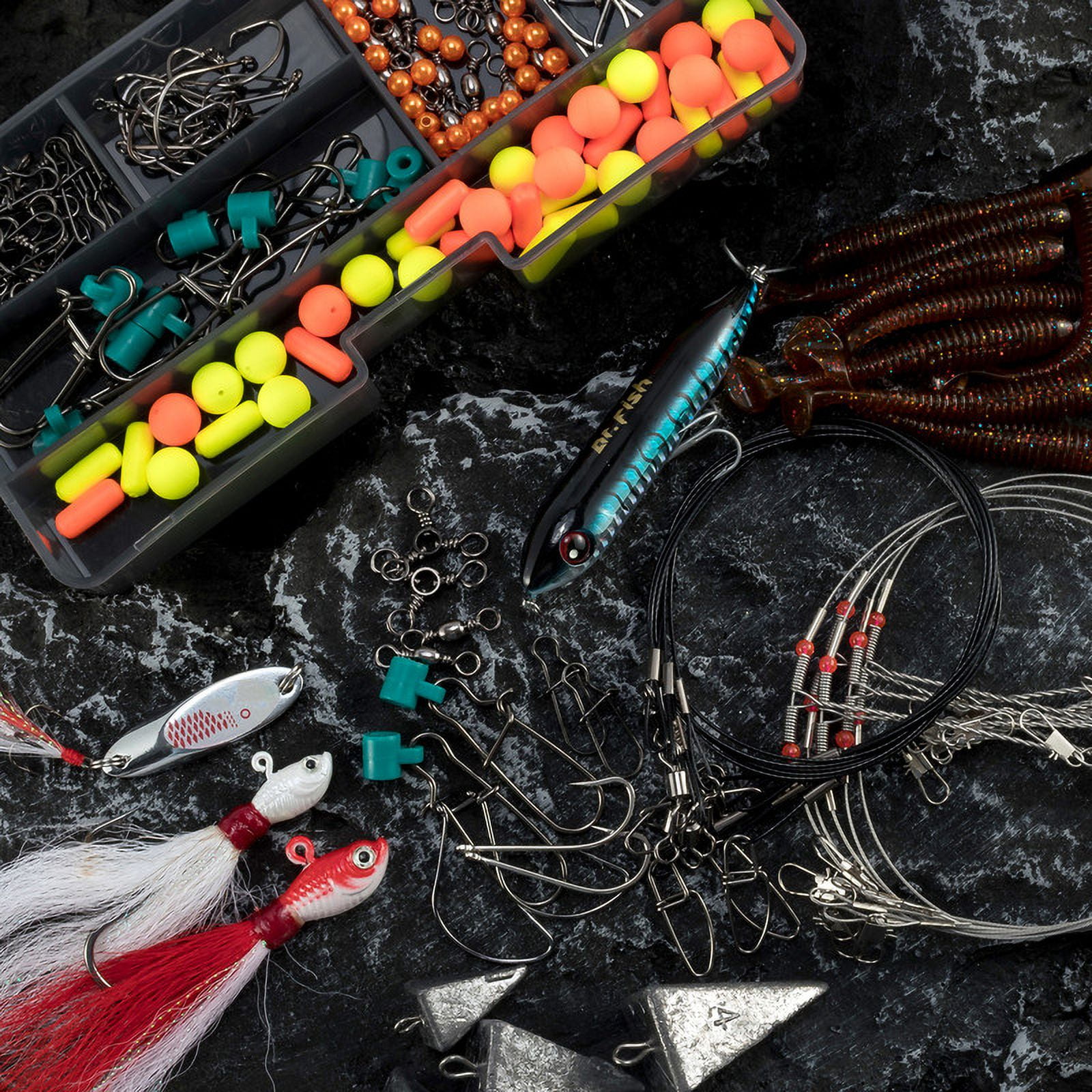269pcs Complete Surf Fishing Tackle Kit Bucktail Jigs Lead Pyramid Sinkers Lure