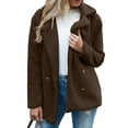 thumbnail image 5 of Vinsonshop Pea Coats for Women Sherpa Jacket Women Going Out Jacket Fleece Coat Fluffy Coat Womens Warm Winter Coat Oversized Coats for Women Coffee 3XL, 5 of 6