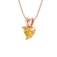 thumbnail image 2 of 0.5 ct Brilliant Heart Cut Solitaire Yellow Diamond 14k Rose hypoallergenic Solid gold Designer Everyday Affordable Dainty Necklace Pendant with 18" Chain, 2 of 6
