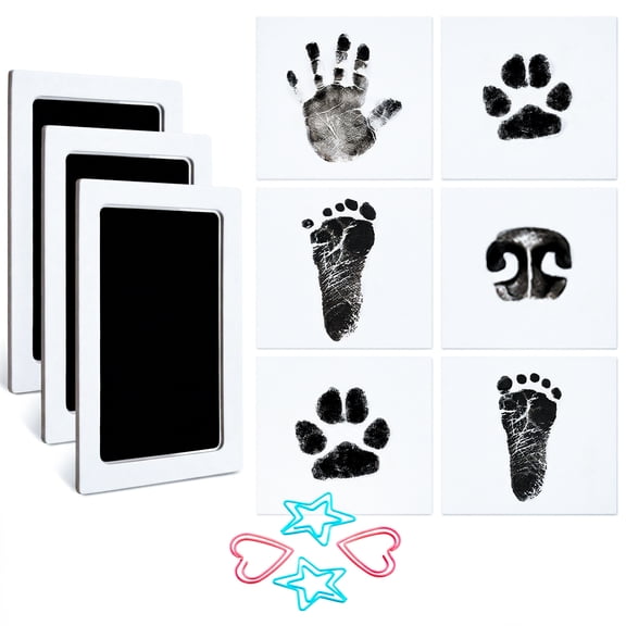 4PCS Baby Footprint Kit Inkless Handprint Footprint Kit with 8 Cards 4.7x2.9 in