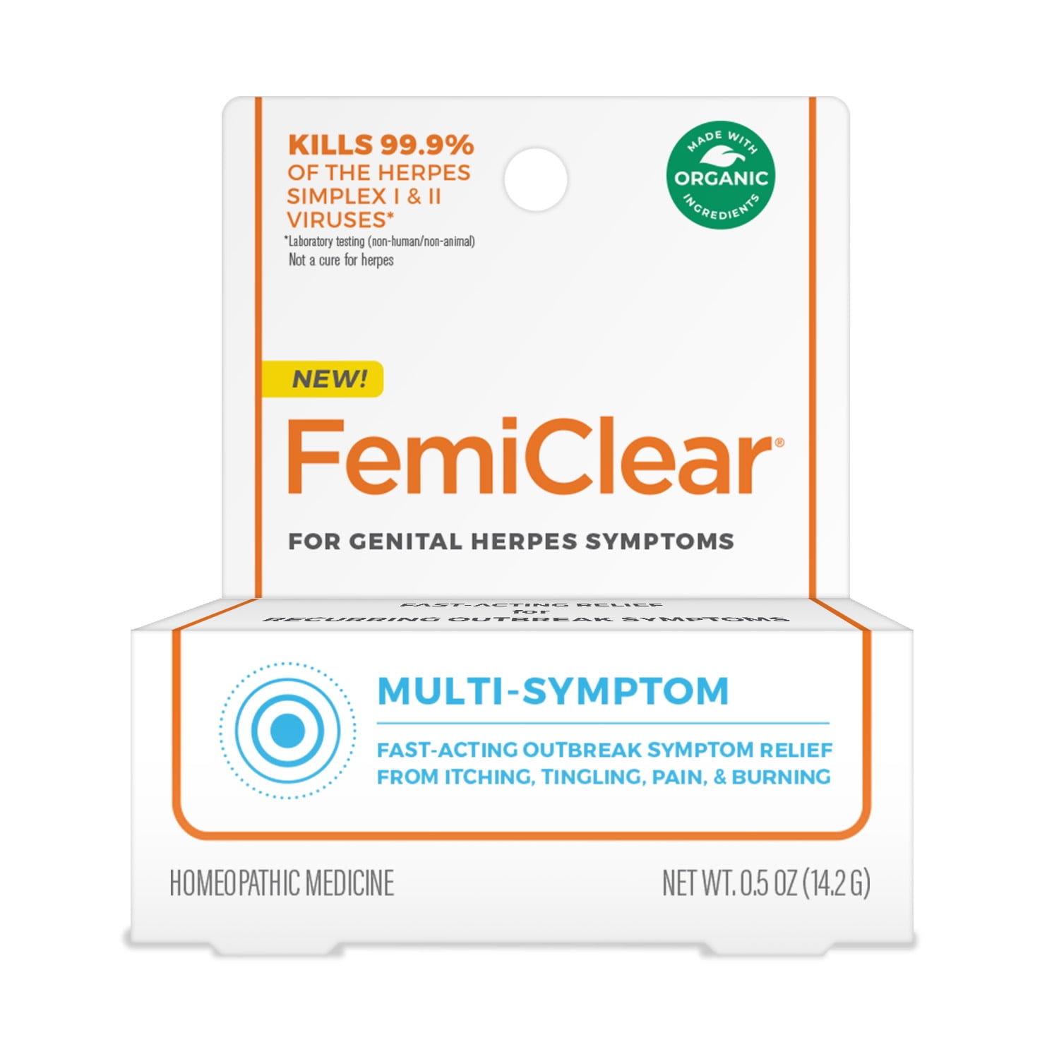 FemiClear for Genital Herpes Symptoms MultiSymptom Relief, 0.5oz