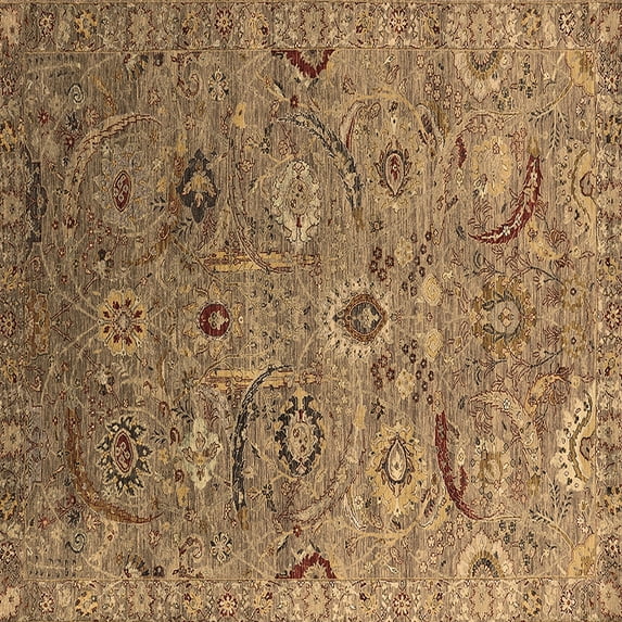 Ahgly Company Indoor Square Oriental Brown Industrial Area Rugs, 7' Square
