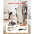 thumbnail image 4 of Banco otomano plegable VEVOR para almacenamiento, banco para el pie de la cama con bolsas laterales, baúl de almacenamiento tapizado plegable que soporta 300 kg, otomano de lino, color beige., 4 of 9