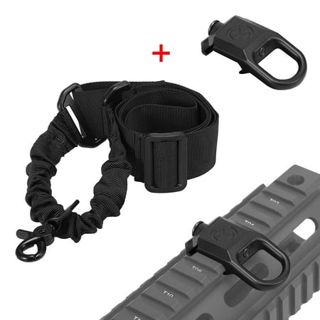 Adjustable Single Point Sling Hunting Gear Bungee Sling One Point Picatinny Strap with 20MM Rail Mount Sling