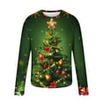 thumbnail image 2 of Men's Christmas T Shirts Santa Xmas Tree Print Pullover Crewneck Graphic Tees Ugly Christmas Sweatshirts, Green L, 2 of 5